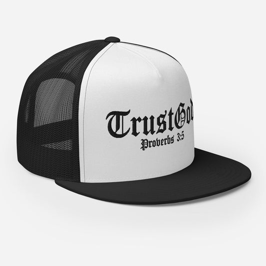 Trust God BLK & WHITE) trucker hat
