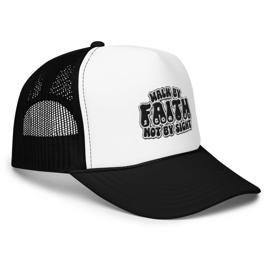 WALK BY FAITH trucker hat (BLACK & WHITE)
