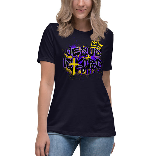 Jesus Is Lord (Purple&Gold) Women's Relaxed Tee